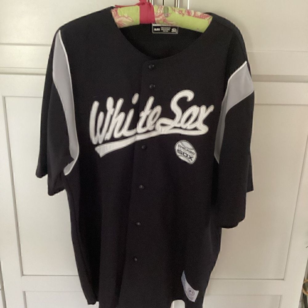 MLB True Fan Chicago White Sox Sz XL Black Button Up Genuine Merchandise